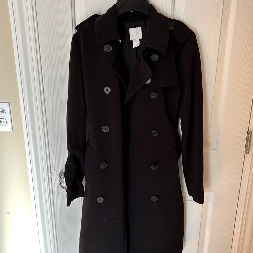 H&M Black Double Breasted Trench Coat